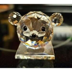 Silver Deer crystal zoo bear head faceted clear. Swarovski interest. Collectable